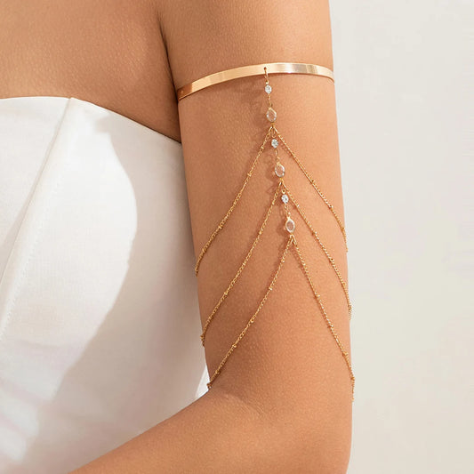 17 Styles Boho Crystal Pendant Cuff Open Bangles for Women Wed Bridal Goth Tassel Link Arm Bracelets Party Jewelry Gift
