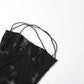 Flower-applique Lace-up Backless Maxi Dress Sexy Black Party Dresses Woman Elegant Evening Gown