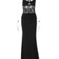 Halter Backless Sexy Maxi Dress Women Gown Elegant Lace See Through Square Collar Sleeveless Bodycon Club Party Dresses