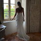 V Neck Backless Sleeveless Pleated Long Maxi Dress Sexy Mesh White Dresses for Woman Party Wedding