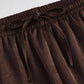 Women's High Waist Drawstring Satin Wide Leg Pants, Casual Loose Fit Solid Color Trousers, Elegant Silky Summer Bottoms