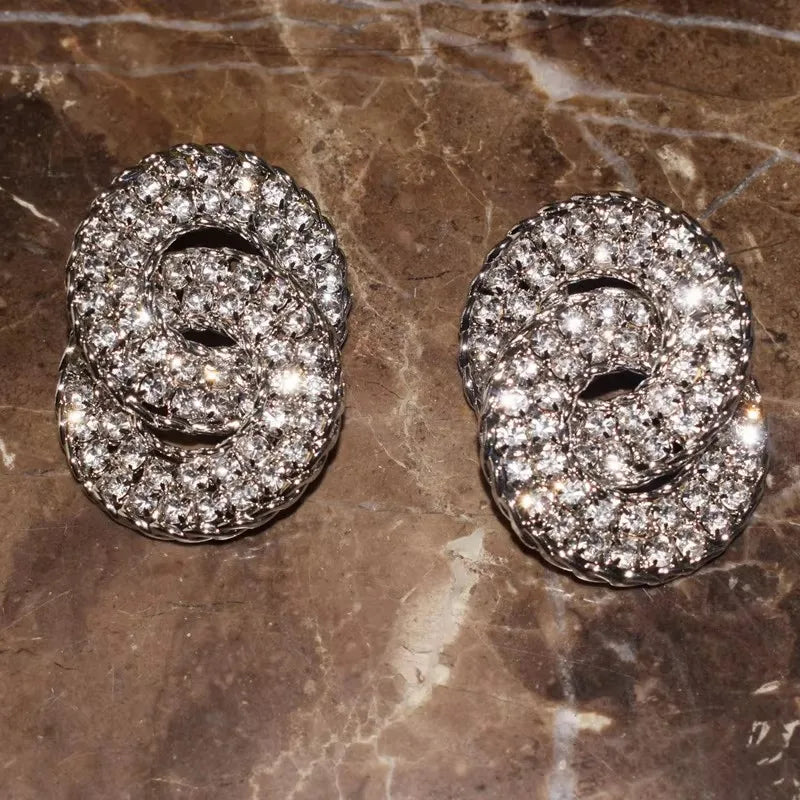 Gorgeous Shiny Rhinestone Gems Geometric Dangle Earrings for Women Jewelry Fashion Brand Ladys' Statement Earrings Accessories