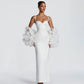 Satin White Luxury Dresses for Woman Elegant Party Spaghetti Strap Backless Split Long Dress Evening Gown