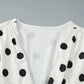 Classic Polka Dot Print White Dress Woman Clothing Sexy Deep V Neck Flare Sleeve Short Dresses Fall