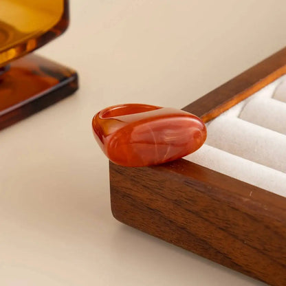 Colorful Gradient Textured Resin Geometric Square Ring, Irregular Creative Charm Accessory, Daily Hand Jewelry