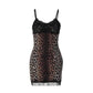 Lace Trim Leopard Print Bodycon Dresses Sexy Spaghetti Strap Backless Mini Dress Woman Clothing Club Wear
