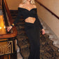 Elegant Dress Women Fashion Simple Backless Hollow Cross Slash Neck Full Sleeve Trend Sexy Party Club Long Bodycon