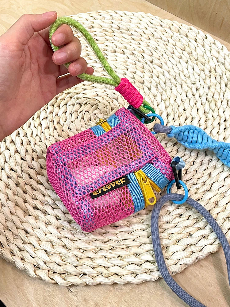 Colorful Mesh Crossbody Bag with Adjustable Strap, Zipper Mini Shoulder Pouch, Casual Streetwear Small Coin Purse for Wo