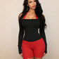 Color-Blocking Match 2 Piece Set Woman Slash Neck Full Sleeve T-Shirts+Halter Backless Skinny Peach Hip Rompers Suits