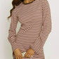 Brown and Pink Striped Crew Neck Long Sleeve Mini Dress Woman Clothes Fall Casual Loose Dresses