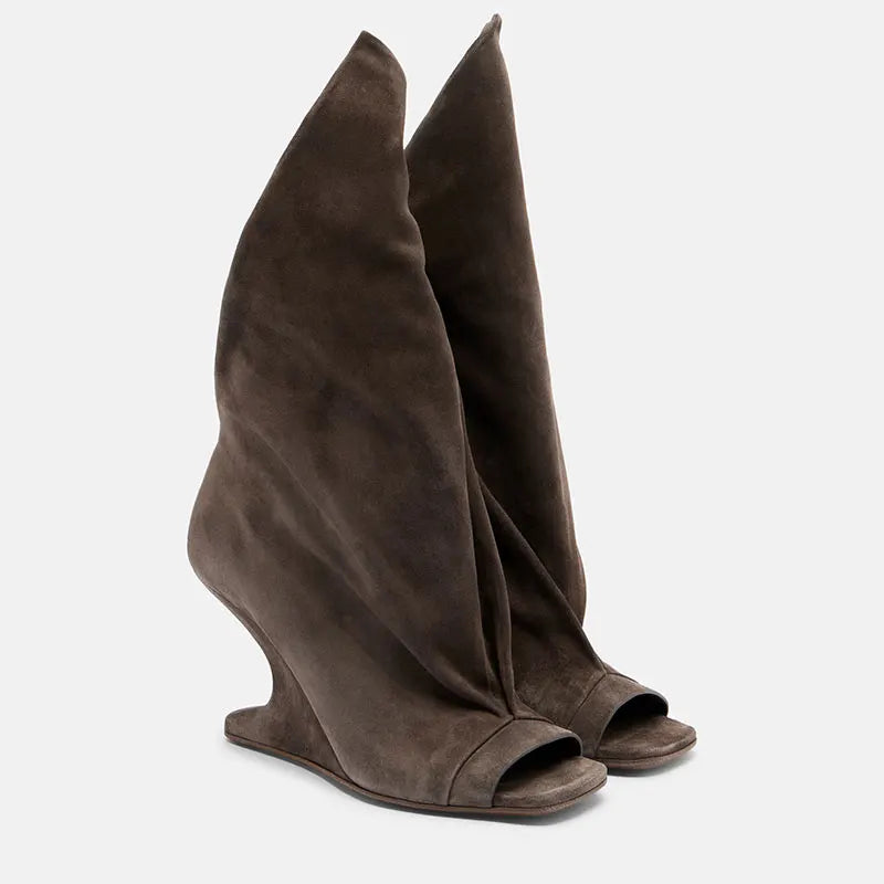 New Thick High Heel Open Toed Short Boots Fashion Alien Heel Fish Mouth Cool Boots Spring/Summer Women's Short Boots