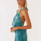 Tie Dye Halter Backless Sexy Mini Dress Women Robe Hollow Out Off-shoulder Sleeveless Beach Club Party Dress Elegant