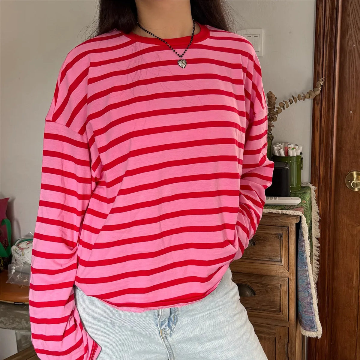 Autumn Spring Long Sleeve Striped T-Shirts Women Basic Casual Tops Female Cozy Loose Blouse Tees Harajuku T Shirt New