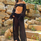 Women Sheer Mesh Beach Two Piece Outfit Off Shoulder Ruffle Flare Sleeve Crop Top Side Tie Wide Leg Pants Summer Coverup