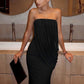 Strapless Draped Sexy Maxi Dress Elegant Bodycon Long Evening Party Dress Sleeveless Pleated Formal Wedding Guest Dress
