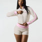 Casual Women 2Piece Set Letter Embroidery Zip Crop Jacket+Widewaist Shorts Matching Streetwear Stretch Sporty Outfits