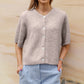 Women Knitted Crop Cardigan Shirt Short Sleeve Button Down Ribbed Knit Crop Top Y2k Girls Outwear Top Tee Shirt
