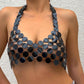Sexy Acrylic Plastic Sequin Chest Bra Chain Dress Nightclub Party Show Festival Outfit Dance Costume Stage Wear Body Jewelry New