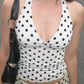 Halter v-Neck Vest Women Y2K Lace-Up Backless Polka Dot Print  Skinny Summer Fashion Daily Street Basic Tank Tops