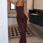 Backless Ruched Sexy Maxi Dress Women Elegant Square Collar Tapered Straps Sleeveless Bodycon Club Party Long Dress