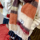 Retro Plaid Striped Plush Scarf for Women