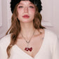 Y2K Design Cherry Pendant Little Devil Heart Necklace For Women