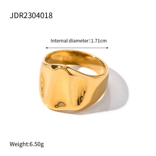 18K Gold Plated Stainless Steel Geometric Fashion Ring Waterproof Anti Allergic colorfast Fashion Jewelry Unisex 2024