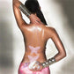 Butterfly Backless Deep V Long Dresses Y2k Fairy Pink Print Party Dress for Women 2023 Sexy Club Outfits