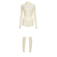 Sporty Style 3-Piece Set Women Zipper Full Sleeve Crop Tops+Simple Short+Elasticity Leg Sleeve Street Autumn Suit