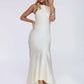 Elegant Satin Backless Sexy Maxi Dress Women Fashion Sleeveless Backless Pleated Bodycon Club Party Long Dresses