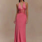 Summer Backless Sexy Maxi Dress Women Gown Patchwork Lace Halter Deep V Neck Sleeveless High Waist Elegant Long Dress