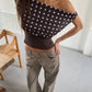 Backless Polka Dot Crop Tops Women Vest Fashion Summer New Oblique Shoulder Sleeveless Tank Tops Pullovers Female