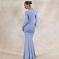 Long Sleeve Draped Front Maxi Dress 2026 Evening Gown White Classy Dresses for Woman Elegant Fall Clothing
