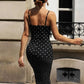 Spaghetti Strap Polka Dot Sexy Maxi Dress Women Gown Elegant Sleeveless Backless Bodycon Club Party Long Dresses Female