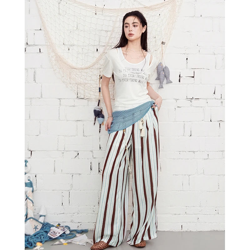Double-Layer Textured Fitted T-Shirt, Off-Shoulder Ruched Short Sleeve Top