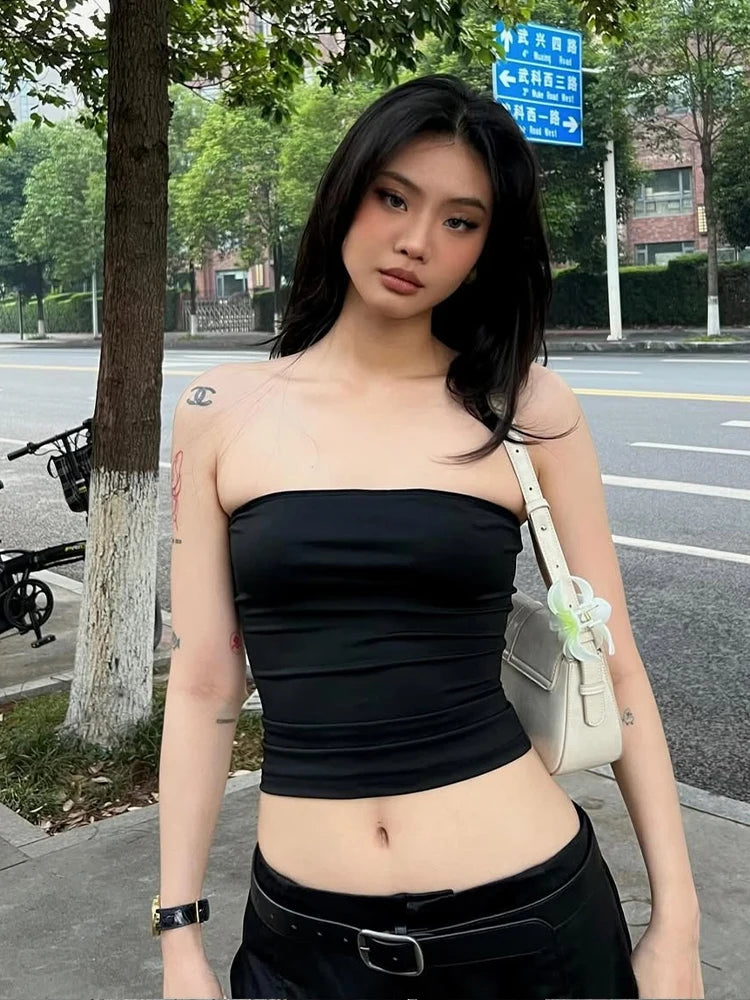 Tube Tops Women Simple Y2K Backless Simple Vacation Classic Street Versatile Daily Hottie Summer Fashion Casual Vest