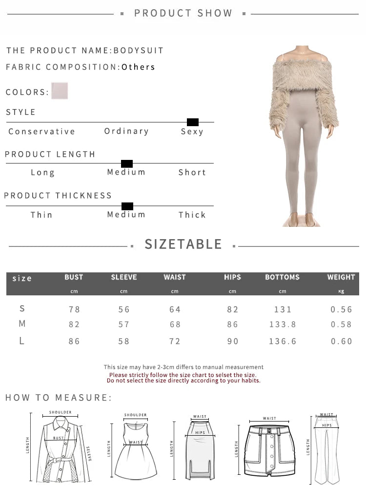 Peach Buttocks Sexy Fashion Jumpsuits Woman Winter Style Furry Patchwork Slash Neck Full Sleeve Skinny Street Overalls