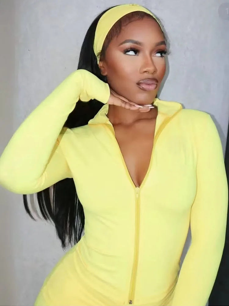 Casual Tracksuit Women 3-Piece Set Sporty Stretch Zip Crop Jacket+Leggings+Headband Fitness Stretch Street Outfits