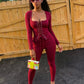 Hottie Tracksuits 2-Piece Set Women Shirring Square Collar Crop Top+Pants Matching Simple Sporty Stretch Slim Outfits