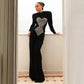 Sequined Body Ball Gown Black Luxury Evening Dress Long Sleeve Pleated Maxi Dresses Woman