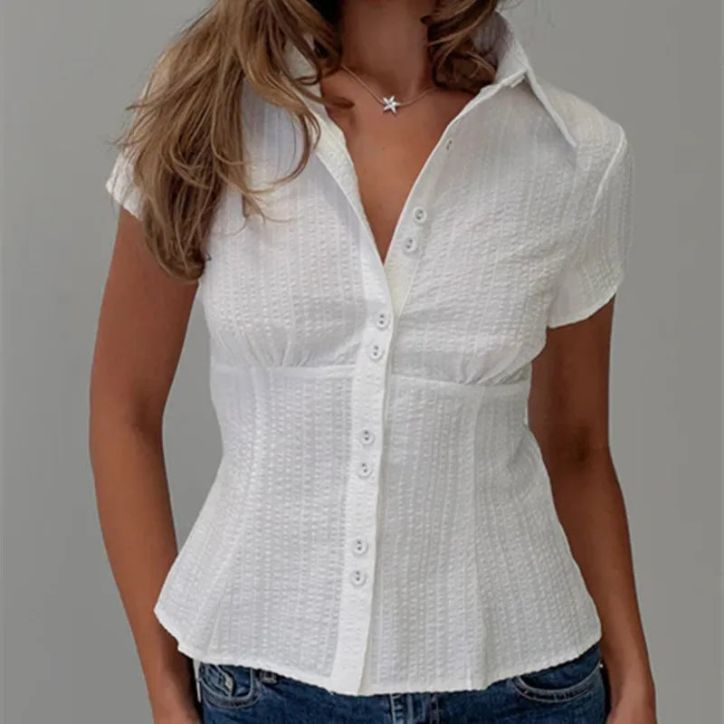 Women's Y2K Short Sleeve Plaid Button Down Shirt Button Down Blouses Tops Casual Summer Shirt Tops 90s Streetwear