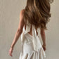 Women Elegant Mini Dress Summer Trend Lace-Up Halter Turtleneck Backless Tierred Design Birthday Party Style Bodycon