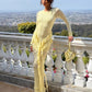 Ruffled Long Sleeve Maxi Dress Elegant Yellow Dresses for Woman Brunch Outfits Winter 2025