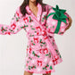 Women Christmas Shawl Robe Plush Bathrobe with Pockets Knee Length Nightgown Sleepwear Xmas Robes Loungewear