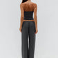 Fashion Long Pants Set Women Strapless Off-shoulder Crop Top Trouser Matching Sets Female Slim Fit Club Party Pants Set