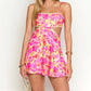 Women Boho Spaghetti Strap Mini Dress Floral Open Back Camisole Short Dress A-Line Sun Dress Summer Beach Dress