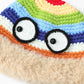 Cute Rainbow Striped Crochet Eye Plush Brim Hat For Women