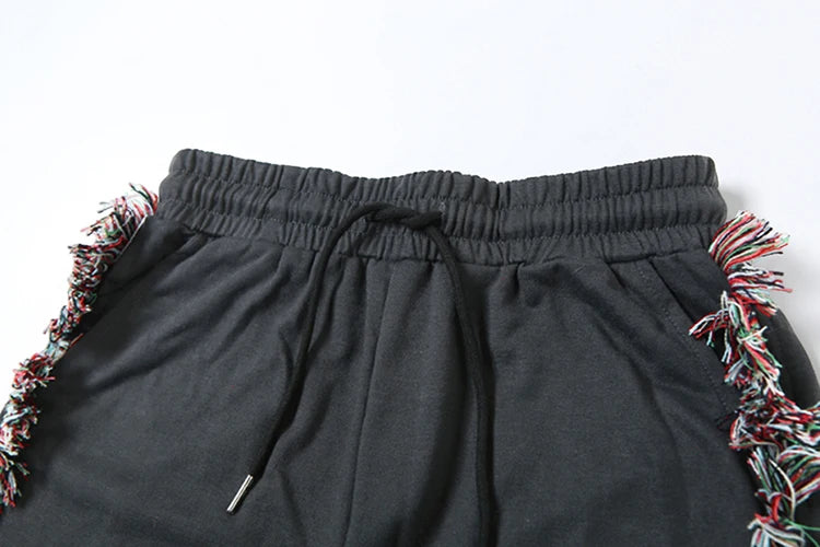 Letter Embroidery Women Casual 2 Piece Set Tracksuit Shorts Sleeve Crop Tops+Side Tassel Shorts Sporty Matching Suits