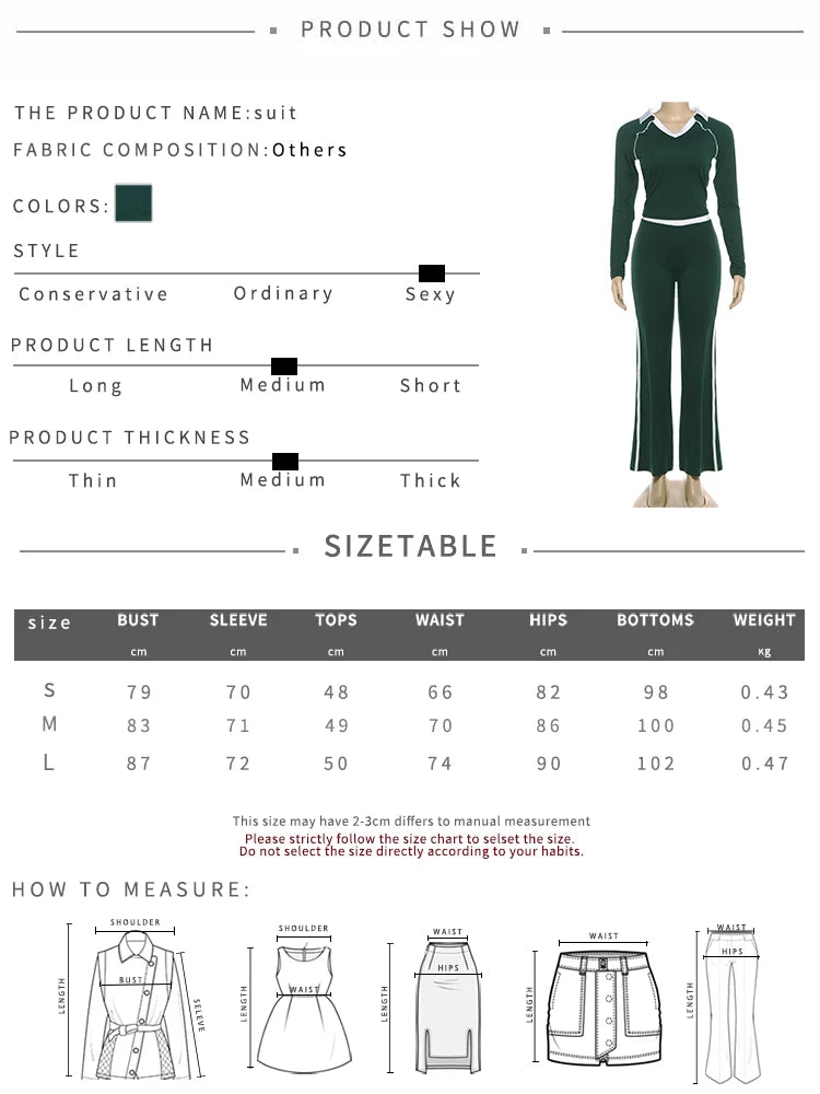 Sporty Simple Contrast Patchwork 2 Piece Set Woman V-Neck Full Sleeve Tops+Skinny Long Pants Casual Style Classic Outfits
