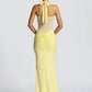 Halter Backless Sexy Maxi Dress Women Fashion Patchwork Off-shoulder Sleeveless Ruched Draped Bodycon Club Party Dress